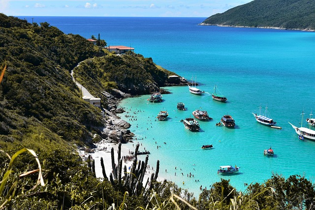 ocean, boats, sky